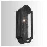 FACTORY SEALED - Capital Lighting 934511BK Monroe Antiqued Glass Outdoor Wall Sconce, 1-Light 60 Watt, 20 H x 8" W, Black