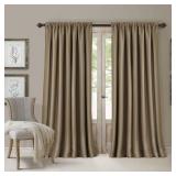 APPEARS NEW - Elrene All Seasons Blackout Window Curtain Panel, Room-Darkening Rod-Pocket and Back Tab Curtain, 52x95", Antique Gold, 1 Panel