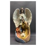 Serene Resin Holy Family with Guardian Angel Figurine Approximately 12 inches tall