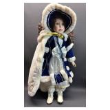 American Classics Porcelain CHERISH CHRISTMAS DOLL Approximately 24 inches tall Key Turns but Doesn