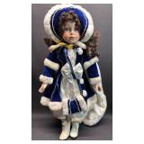 American Classics Porcelain CHERISH CHRISTMAS DOLL Approximately 24 inches tall Key Turns but Doesn