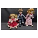 Collectors Choice Porcelain Doll Dan Dee,  Vintage 16 inch Porcelain Doll with Music Box (working) and Patriotic Boy Doll