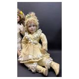 Porcelain Doll Collection in Lace Dresses Including Ashton-Drake Yellow Rose