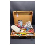 Traditional Wooden Art Supply Box with Assorted Supplies