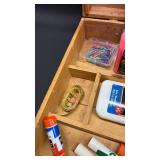 Traditional Wooden Art Supply Box with Assorted Supplies