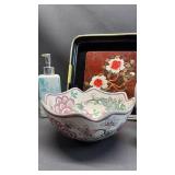 Asian Inspired Home Decor Includes Vintage Lacquer Look Tray