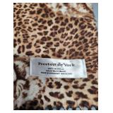 PRESTON AND YORK ACRYLIC LEOPARD SCARF AND BEIGE VINYL GLOVES