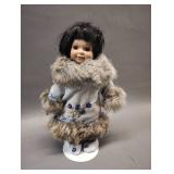 9 " VINTAGE ALASKAN PORCELAIN DOLL WITH STAND