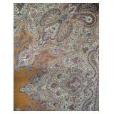 Large Scarf Brown Blue Cotton Damask Paisley