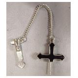 Cross Drop Long Chain Cartilage Single Earring