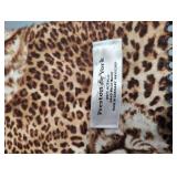 PRESTON AND YORK ACRYLIC LEOPARD SCARF AND BEIGE VINYL GLOVES