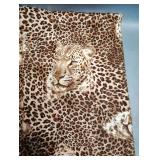 PRESTON AND YORK ACRYLIC LEOPARD SCARF AND BEIGE VINYL GLOVES