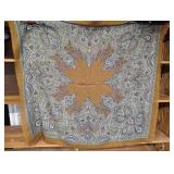 Large Scarf Brown Blue Cotton Damask Paisley