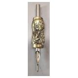 METAL SELF-LOCKING  tatt5oo MACHINE GRIP with a KNURLED, anti-slip DESIGN FEATURING an ORNATE DRAGON MOTIF.