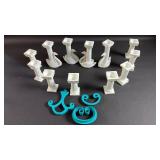 (9)Assorted Sizes- Wedding Cake Separator Plates with (8)Roman Pillars, 3 inch and (4) Swan Bottom 4 inch