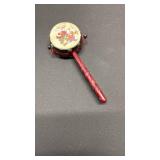 BEAUTIFUL! Vintage, This is a two-sided drum with a handle in the middle and beater beads off each side