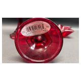 Festive Indiana Red Glass Taper Candlesticks and Star Holder