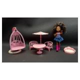 Pink Patio Furniture Set with Barbie Sweet Orchard Farm Chelsea Doll