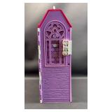 Barbie Glam Getaway House playset. This portable dollhouse unfolds to reveal a play space featuring three rooms: a kitchenette, bedroom, and en suite bathroom. With lots of accessories