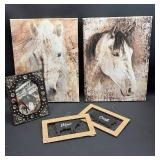 Horse Art Canvases Approximately 16 x 12. Decorative Frame and Farm Decor