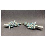 Blue Flower Hair Clips Set
