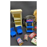 Miniature Kitchen Play with Dolls and Food Accessories