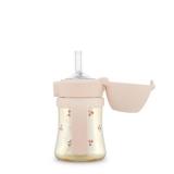 GROSMIMI Flip Top Spill Proof Sippy Cup, PPSU, BPA Free, 6 oz, Stage 2 Straw for Toddlers (Cherry)