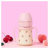 GROSMIMI Flip Top Spill Proof Sippy Cup, PPSU, BPA Free, 6 oz, Stage 2 Straw for Toddlers (Cherry)