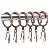 Hotop 30 Pcs Metal Drapery Curtain Rings 0.98/1.26/1.65 inch Interior Diameter and 30 Pcs Hanging Curtain Drapery Pin Hooks for Window Door Shower(32 mm,Red Bronze)
