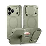 SURITCH for iPhone 17 Pro Max Case with Camera Control Cover, Camera Cover and Adjustable Kickstand, Compatible with MagSafe, Shockproof Bumper Protective Cases 6.9 Inch, Green