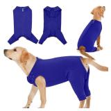IDOMIK Dog Recovery Suit,Dog Leg Sleeve to Stop Licking Rear Legs,Thigh Wound Protective Sleeve,Male Female Pet Surgical Clothes,Doggy Surgical Suit with Pants Cover,Cone Collar Alternative,Blue,3XL