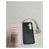 UEEBAI Wallet Case for Samsung Galaxy S25 5G, Leather Phone Wallet Kickstand RFID Blocking Flip Case Card Slots Wrist Strap Relief Engraved Pattern Magnetic Closure Flower Cover, Black Rose