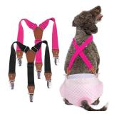 Pet Soft Dog Suspenders 2 Pieces Female Dog Diaper Suspenders for Dogs Diaper Keeper Suspender for Dogs Skirt, Doggy Dress (Black & Pink, S/M)