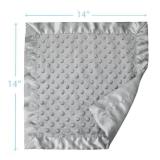 American Baby Company Heavenly Soft Chenille Security Blanket, 2-Layer Design with Minky Dot & Silky Satin, Gray, 14" x 14" for Boys and Girls