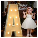 Mixifox 3FT Marquee Letters A, Large Light Up Letters 3 Feet Tall with Lights, Big Baby Letter for Baby Shower, Wedding, Engagement, Graduation, Birthday Party Decorations, Pre-Cut Foam Board Kit
