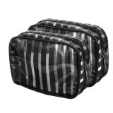 PATIKIL 2 Pcs Clear Makeup Cosmetic Bag, 8"x5.7"x2.5" Transparent PVC Travel Toiletry Bag Waterproof Vinyl Organizer Makeup Pouch with Zipper for Women Men Airport Airline, Black