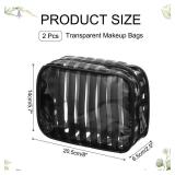 PATIKIL 2 Pcs Clear Makeup Cosmetic Bag, 8"x5.7"x2.5" Transparent PVC Travel Toiletry Bag Waterproof Vinyl Organizer Makeup Pouch with Zipper for Women Men Airport Airline, Black