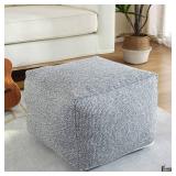 Sexysamba Unstuffed Square Pouf Cover Ottoman Bean Bag Chair Foot Stool Rest Decorative Poufs for Living Room Bedroom,Grey