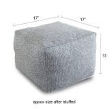 Sexysamba Unstuffed Square Pouf Cover Ottoman Bean Bag Chair Foot Stool Rest Decorative Poufs for Living Room Bedroom,Grey