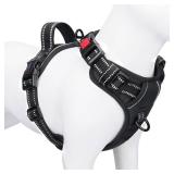 PHOEPET No Pull Dog Harnesses for Small Dogs Reflective Adjustable Front Clip Vest with Handle 2 Metal Rings 3 Buckles [Easy to Put on & Take Off] (S, Black)