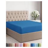 Full Fitted Bed Sheet - Bottom Single Fitted Sheet Only - Soft Hotel Luxury Bedding w/ 8-16 Inch Deep Pockets - Breathable, Cooling & Wrinkle Free - Easy-Care, Fade and Shrink Resistant - Royal Blue