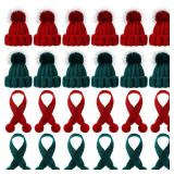 Bencailor 24 Pcs Mini Christmas Knitting Hats and Mini Christmas Scarf Set Knitting Doll Hat Scarf Santa Knit Hat Tree Ornaments for DIY Craft Art Doll Decoration (Red,Green)