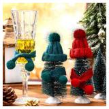 Bencailor 24 Pcs Mini Christmas Knitting Hats and Mini Christmas Scarf Set Knitting Doll Hat Scarf Santa Knit Hat Tree Ornaments for DIY Craft Art Doll Decoration (Red,Green)