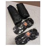 Premium 2-Pack Airplane Foot Hammock with 2 Eye Masks & 2 Earplugs Set - Adjustable Length Foot Rest for Comfortable Plane Travel, Portable Under Desk Flight Foot Leg Sling - Black & Blue