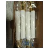 Cbebew 4 Pack Christmas Window Candles Lights, Battery Operated Window Candles with Timer, Flameless LED Christmas Candle with C26 3V LED Bulbs for Dining Table Xmas Decor, Gold Base