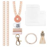 Idefair Badges Teacher Lanyard with ID Holder, Cute Wood Beaded Lanyard for Keys, Women