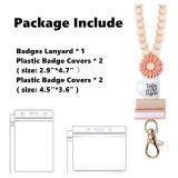 Idefair Badges Teacher Lanyard with ID Holder, Cute Wood Beaded Lanyard for Keys, Women