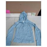 Light Blue Quarter-Zip Athletic Hoodie-Sm