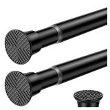 SISELBA 2PCS Black Tension Curtain Rods 23 to 46 Inch, Pressure Expandable Spring Rods Short Curtain Rods, Adjustable Curtain Rod for Windows Bedroom Doorway Closet Door