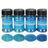 PIXGLITTER 4 Colors Fine Glitter Powder, Craft Glitter Powder Shake Jar for Resin Jewelry Art Crafts Making, Cosmetic Glitter for Nail Body Hair 1.5oz/Bottle (All Blue Set)